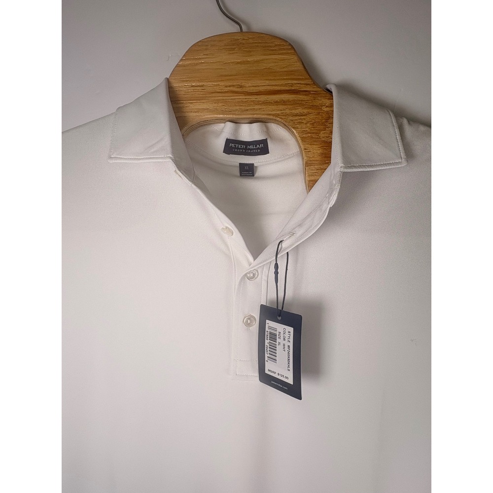 NWT Peter Millar Crown Crafted Journeyman Golf Polo 100%Pima Cotton White Sz XL